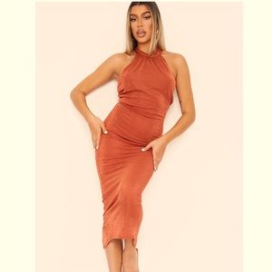 Pretty little thing rust halter top dress